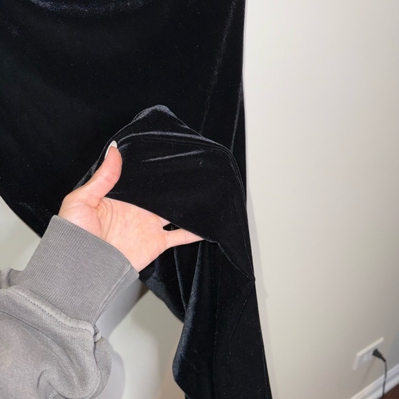 Rimini Vintage Black Elegant Black Tie Velvet Maxi Dress with Silver Sequin - Picture 3 of 5